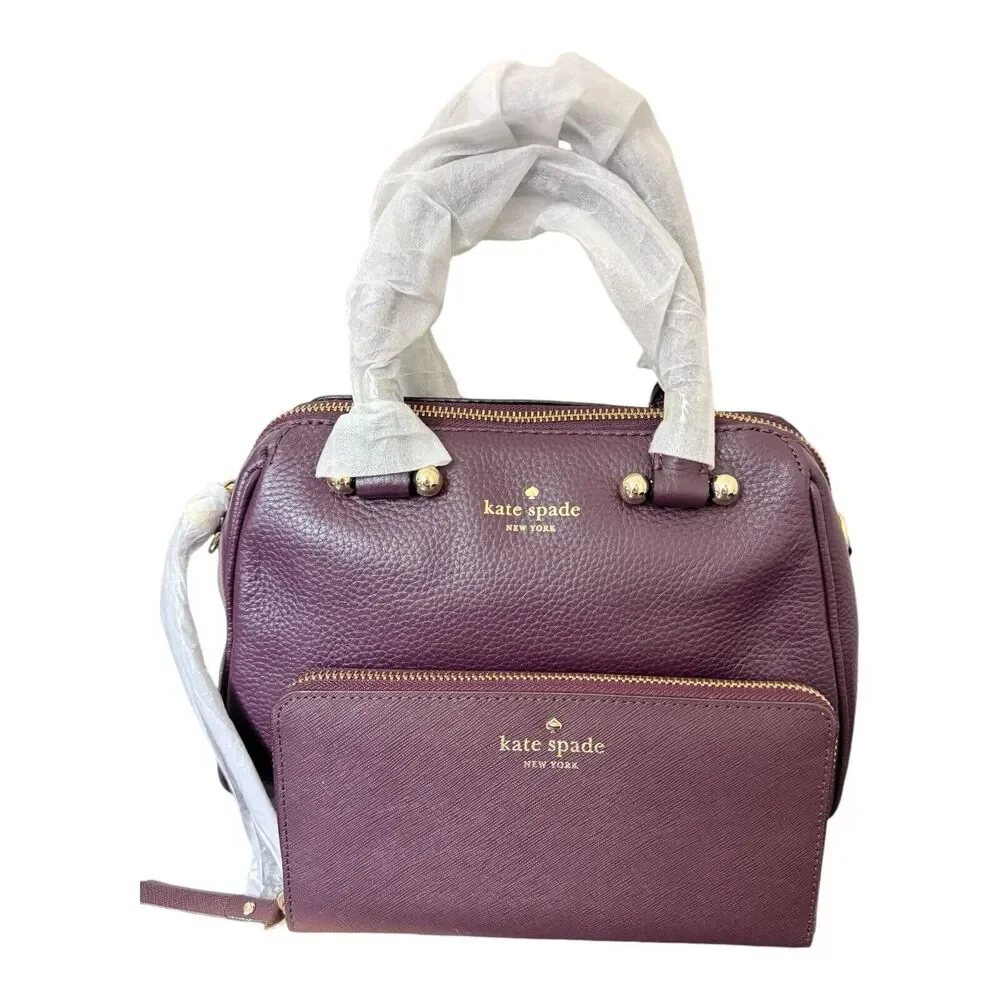 Kate Spade Charles Street Mini Brantley Leather Bag Wallet Purple Soft Aubergine